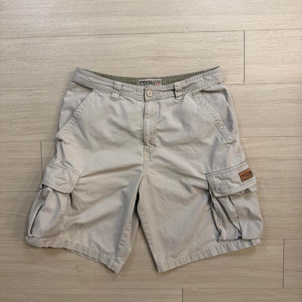Y2K Aeropostale Tan Baggy Cargo Shorts Mens Size 34 Pockets Throwback